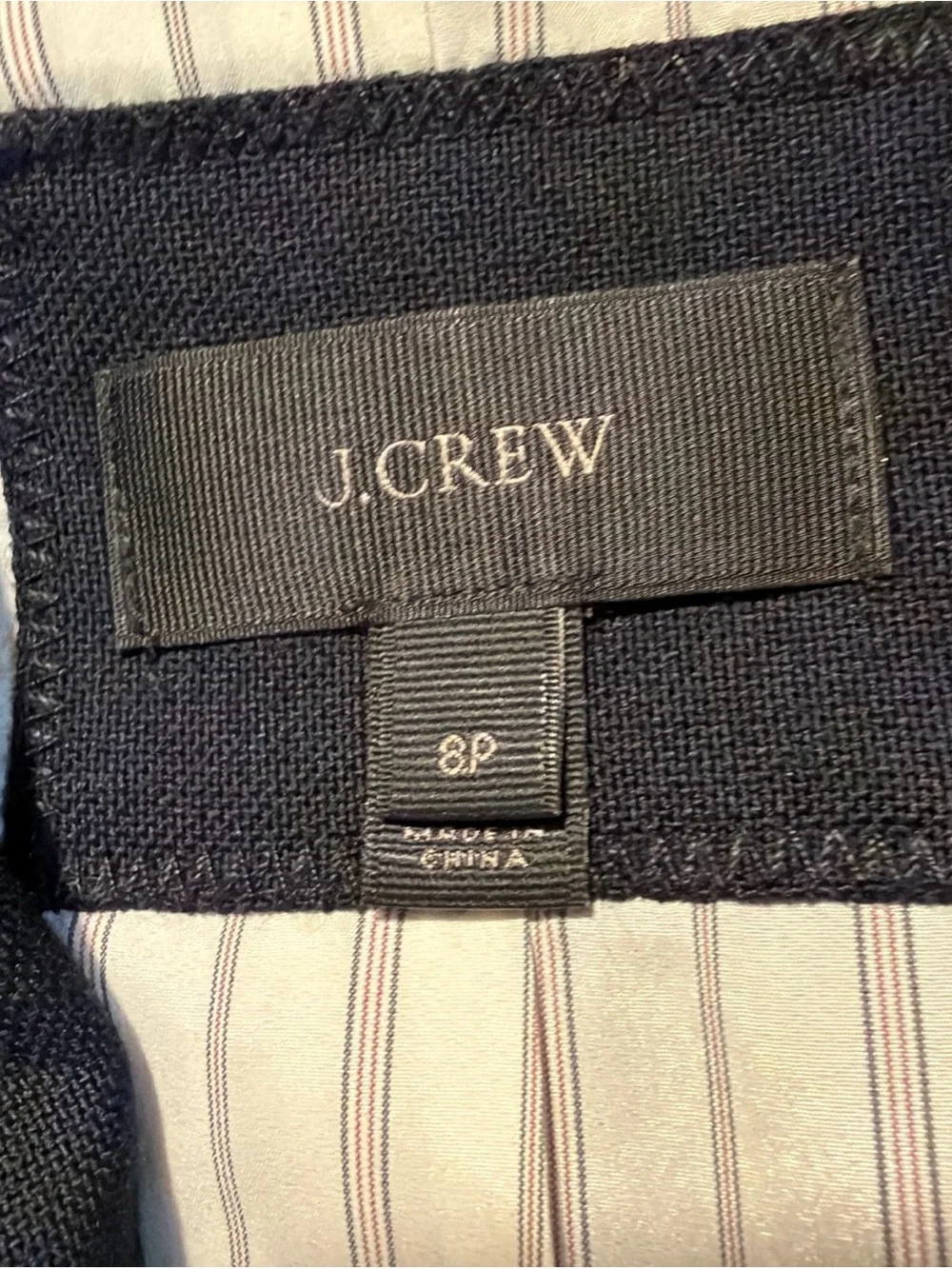 J Crew Blazer Womens Sz 8 Petite Navy Blue Gold Buttons Schoolboy Wool
